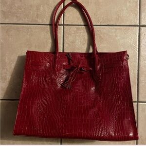 Elizabeth Arden Crimson Croc-Embossed Tote